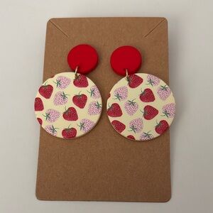 Fashion Jewelry Red and Cream Strawberry Earrings